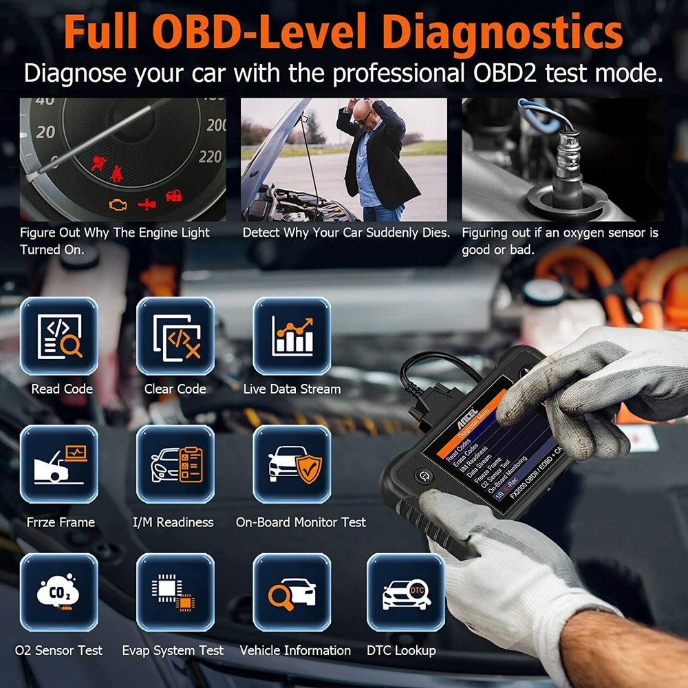 Ancel FX2000 OBD2 Scanner ABS SRS Code Reader Check Engine Car Diagnostic Tool