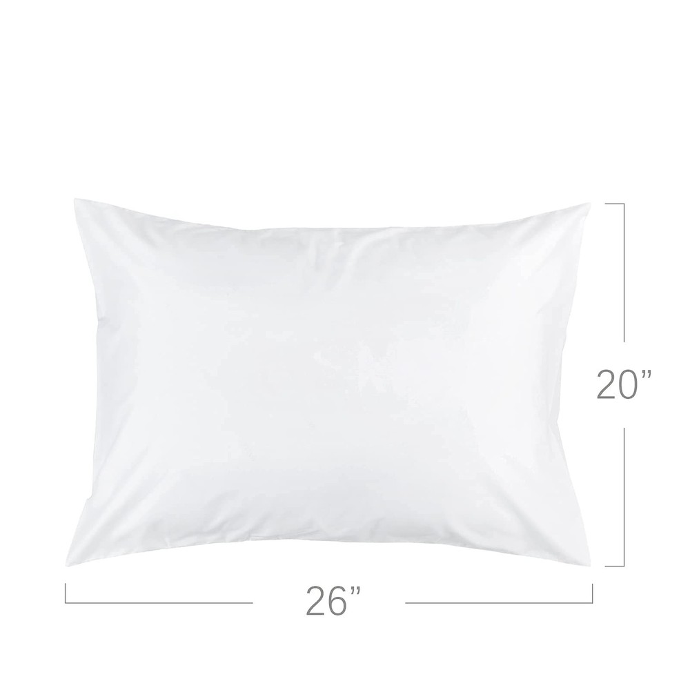 Machine Washable Pillow Protector, Noiseless, 2 Pack Standard Size, White