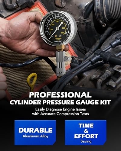 Engine Compression Tester Kit - 11pc Cylinder Pressure Gauge & Spark Plug Tester