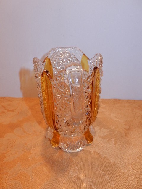 Cut Glass Clear & Amber Creamer