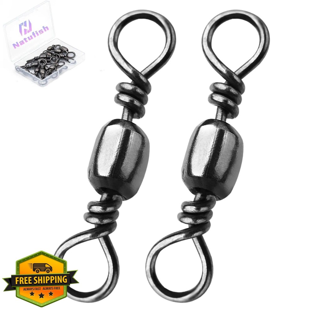 Natufish Barrel Swivels 50Pcs Solid Ring Rolling