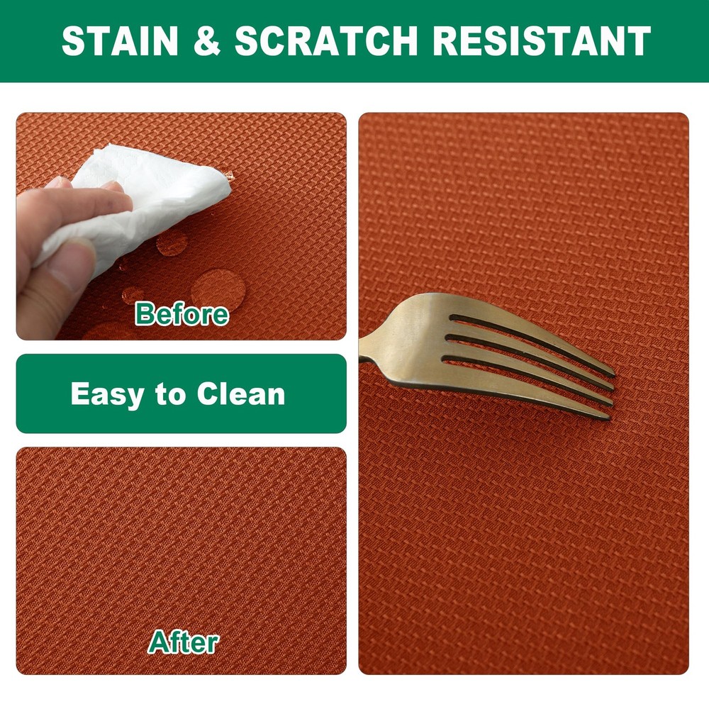 Fall Tablecloth Textured Fabric Square Tablecloths 90x90 Inch, Rust Thanksgiv...