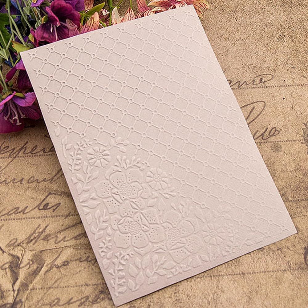 3D Plastic Embossing Folder Template Grid Rose Texture 5X7 Inch for Card Making