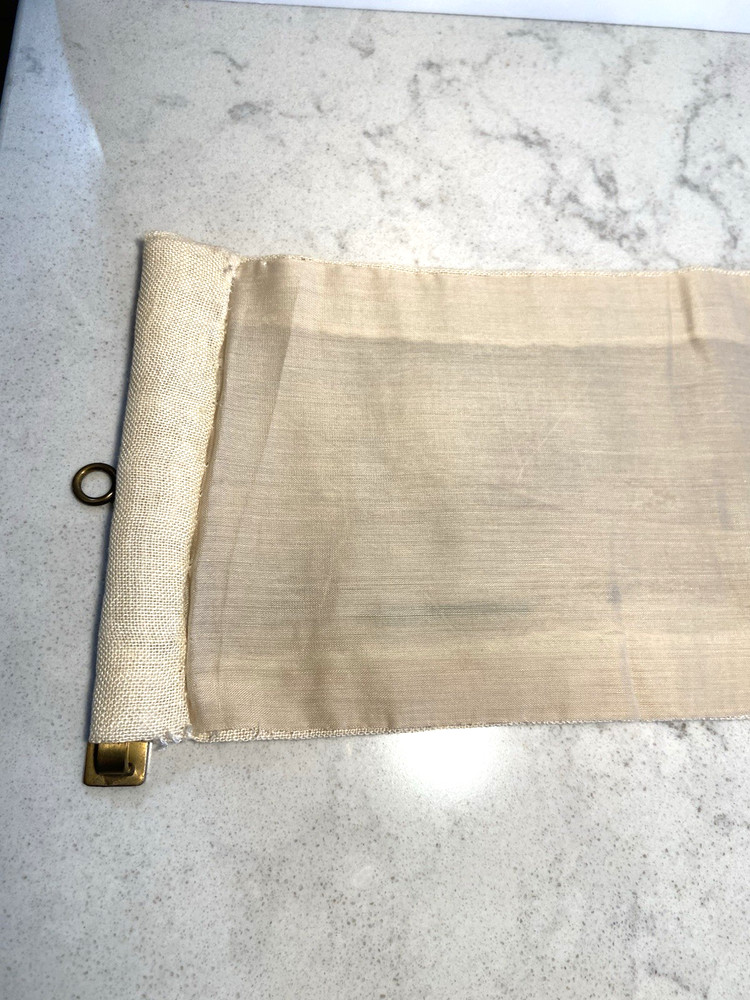 Vintage Hand Made Scandivanian Cross Stitch Bell Pull Linen Nautical Signed