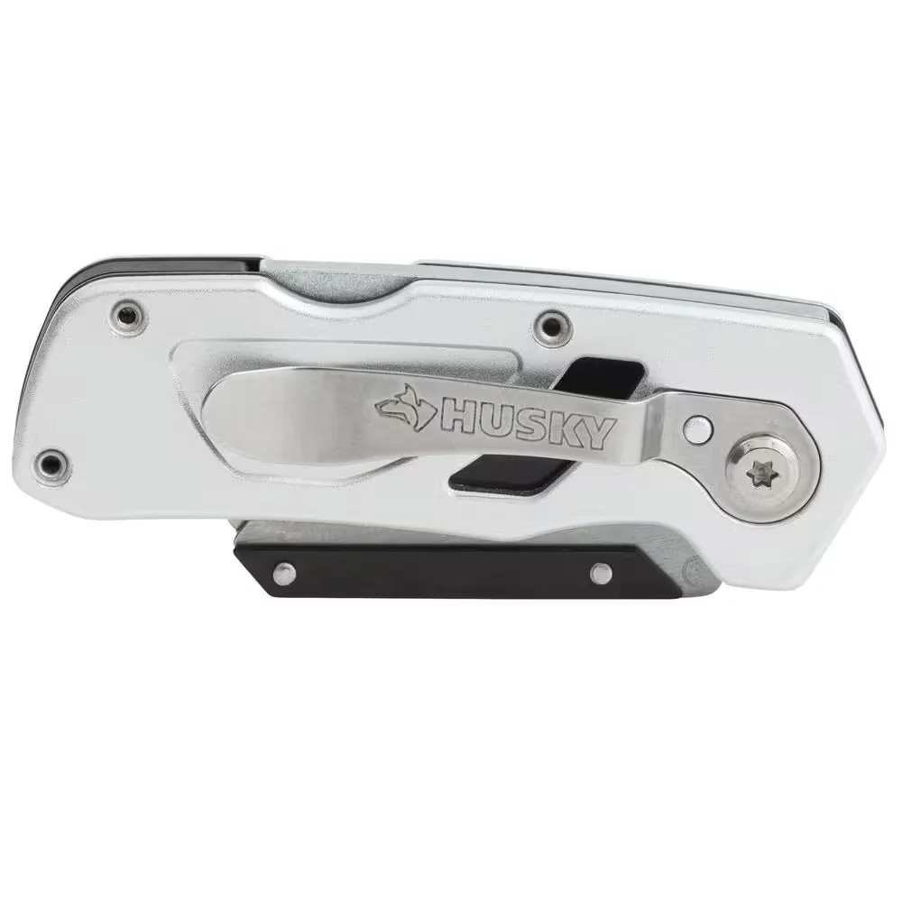 Husky Folding Lock-Back Utility Knife Compact Razor Box Cutter