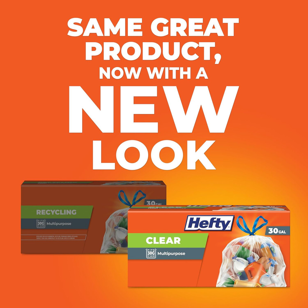 Hefty Clear Trash Bags, Clear, 30 Gallon, 36 Count