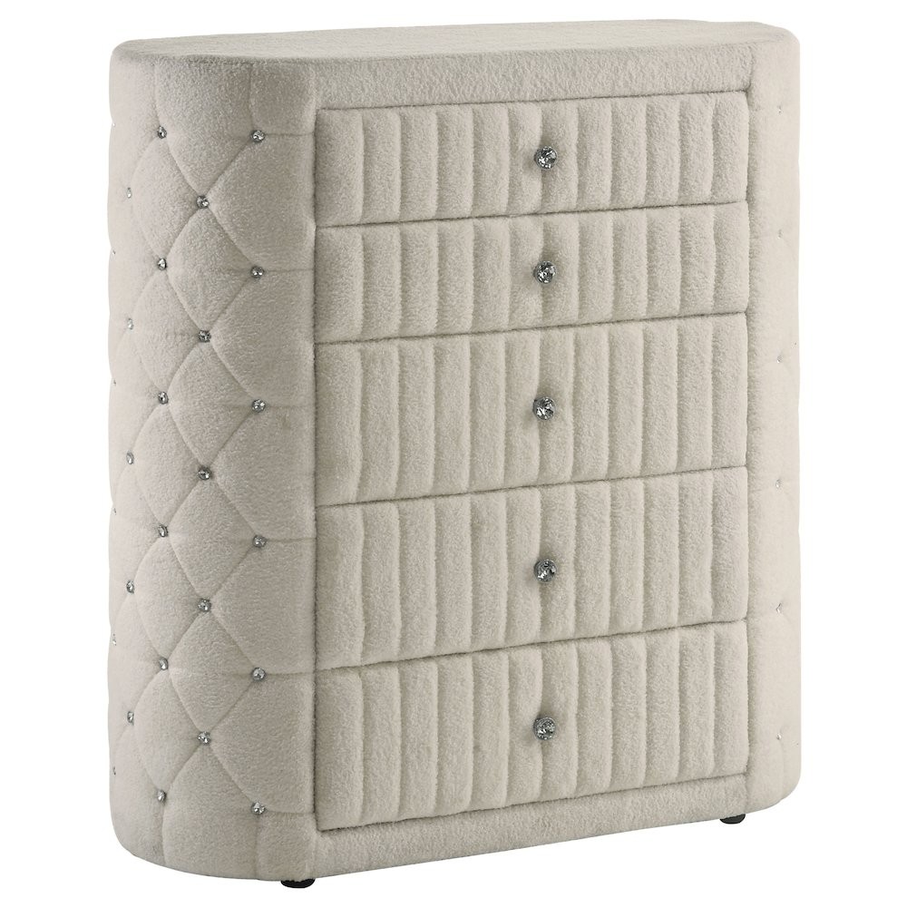 Sonya 5-piece Upholstered Eastern King Bedroom Set Ivory
