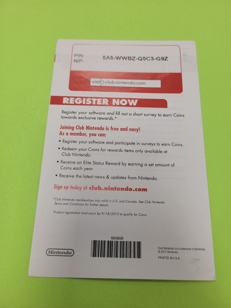 Nintendo Club Wii INSERT ONLY Authentic