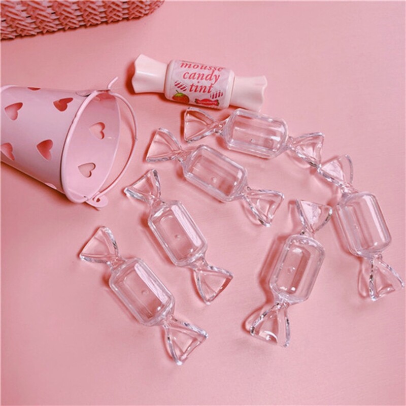 10 Pieces Clear Plastic Bead Storage Containers Candy-Shaped Mini Storage for