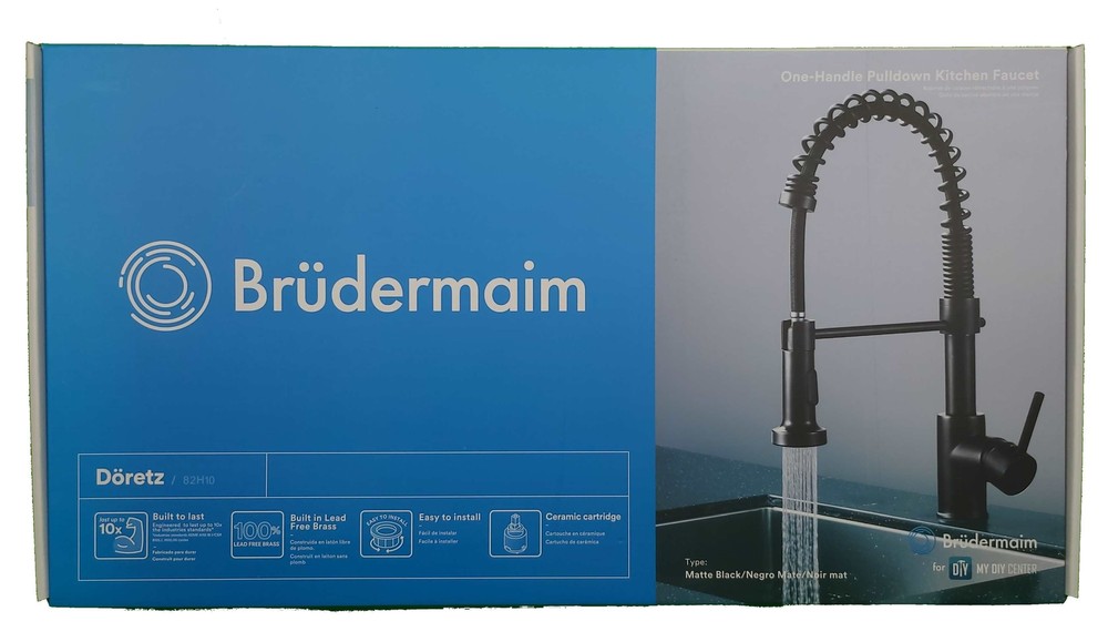 Döretz Pulldown Kitchen Faucet with Single Handle, Lead-Free Brass, Matte Black
