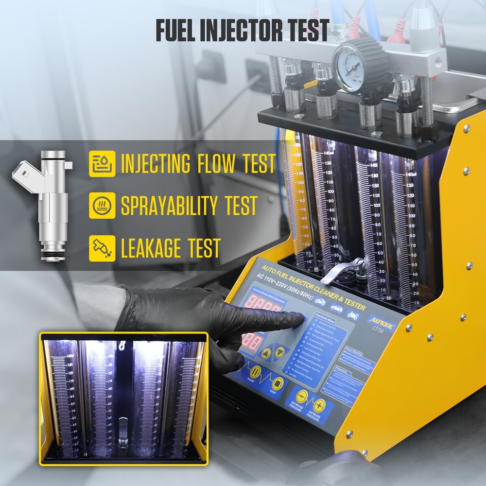 AUTOOL Ultrasonic Fuel Injector Cleaner Tester Machine Touch Screen Heating