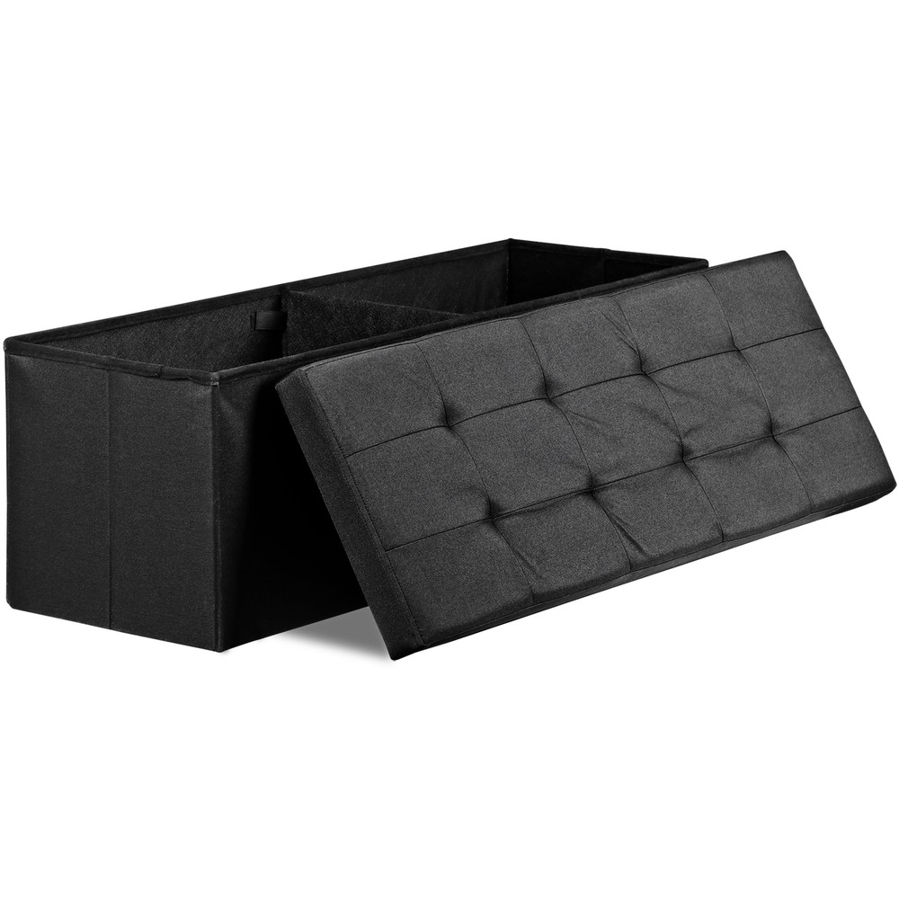 43" Folding Storage Ottoman Bench Footrest Storage Stools Home Decor Black