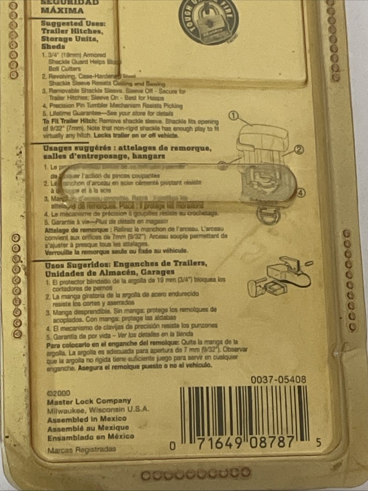 Master Lock 37D Maximum Security Padlock Trailer Lock Armored with Shackle Guard