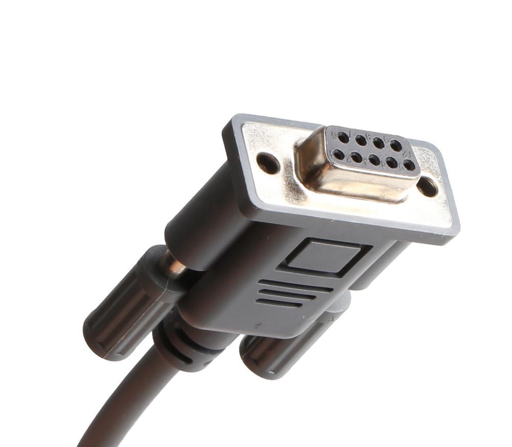 RS232 Cable; DB9F, Coiled, 9ft, Dark Grey (New)