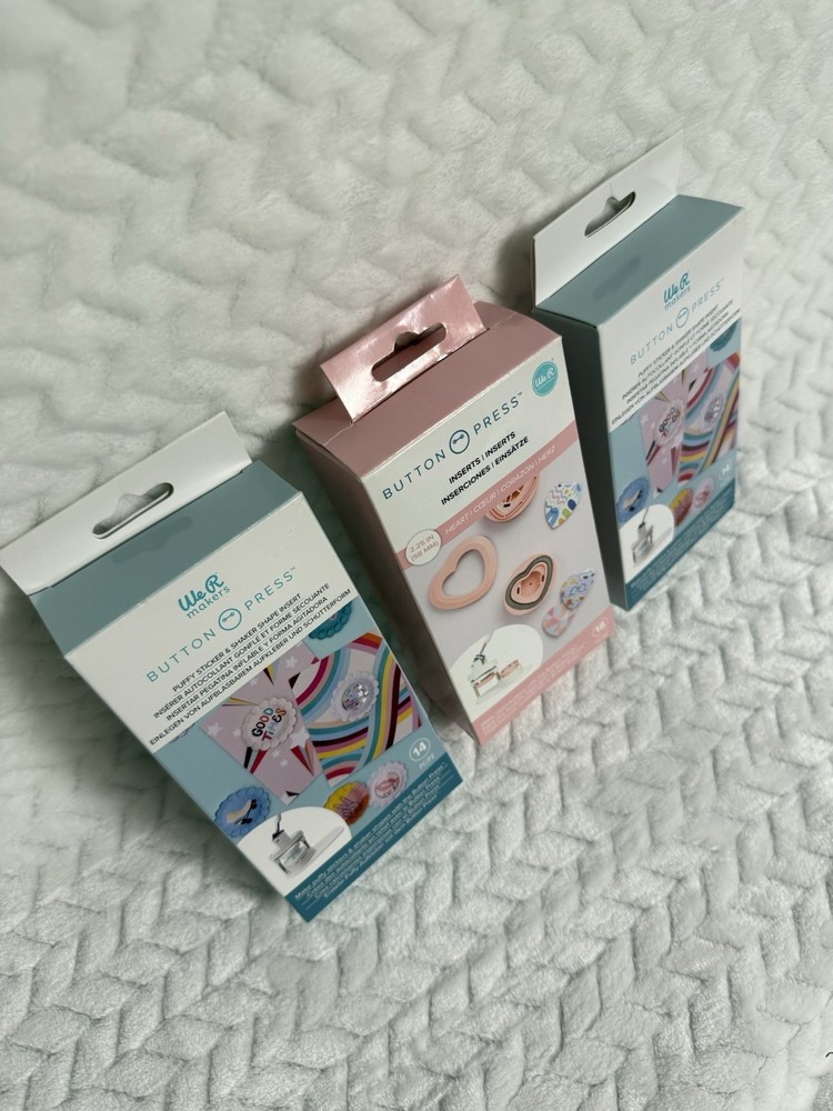 We R makers Button Press Insert Bundle 2 Puffy Sticker, 1 Heart Insert