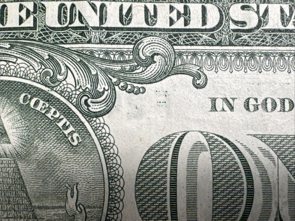 2021 $1 Error Note Heavy Over Inking & Ink Smear