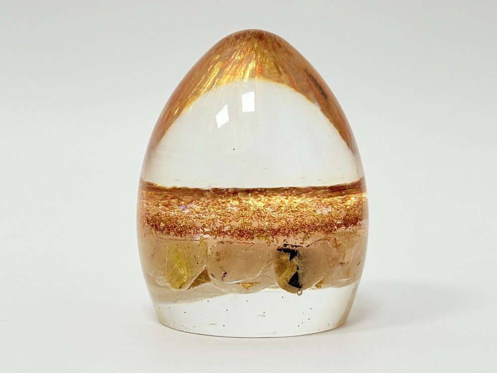 Orgone Energy Egg with Rutilated Quartz – Protective & Decorative Piece
