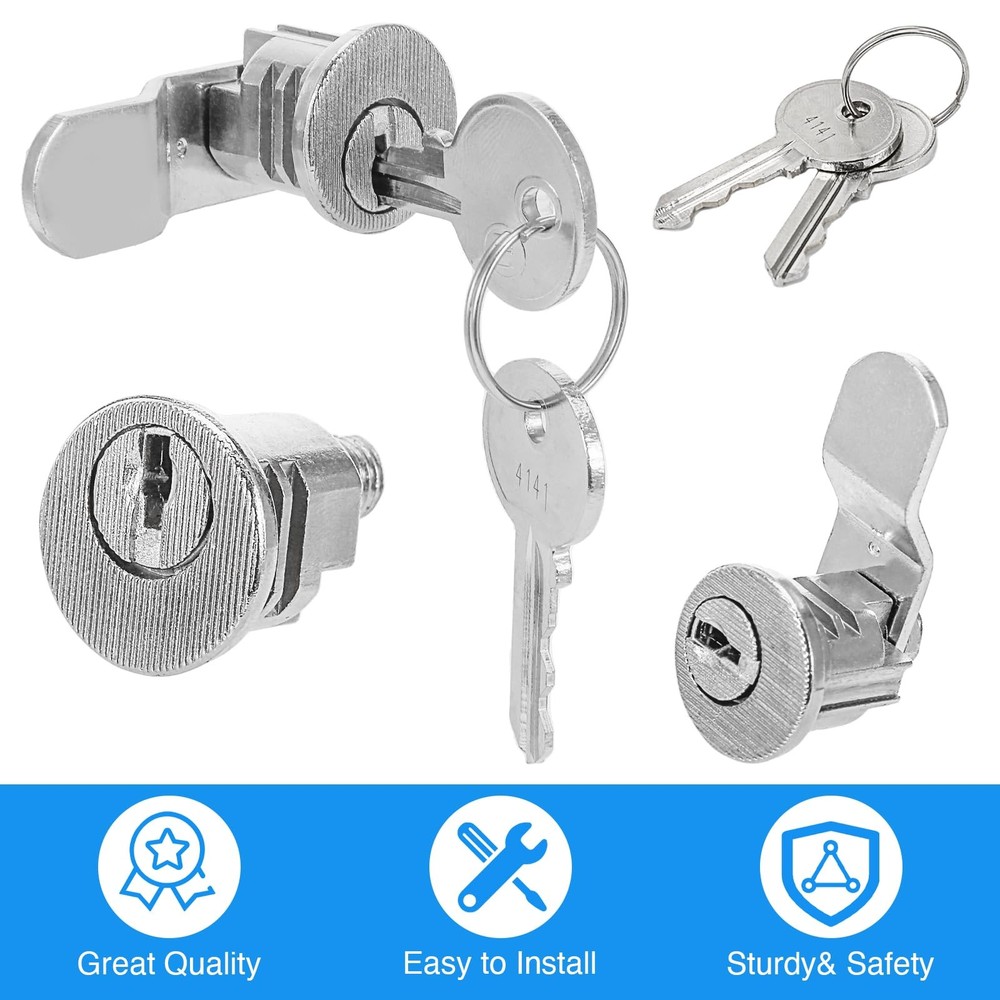 Vixavi Universal Mailbox Lock Replacement Set with 4 Keys Silver