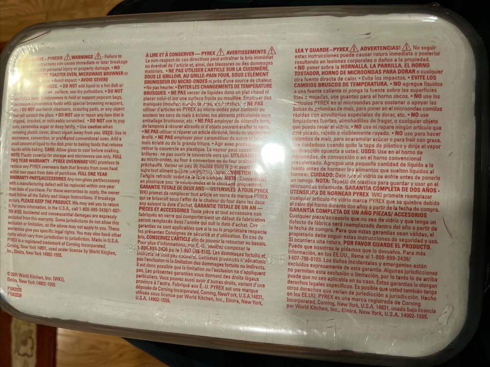 Pyrex Bakeware 2 Piece Value Pack, 7” x 11” & 9” x 13”, New