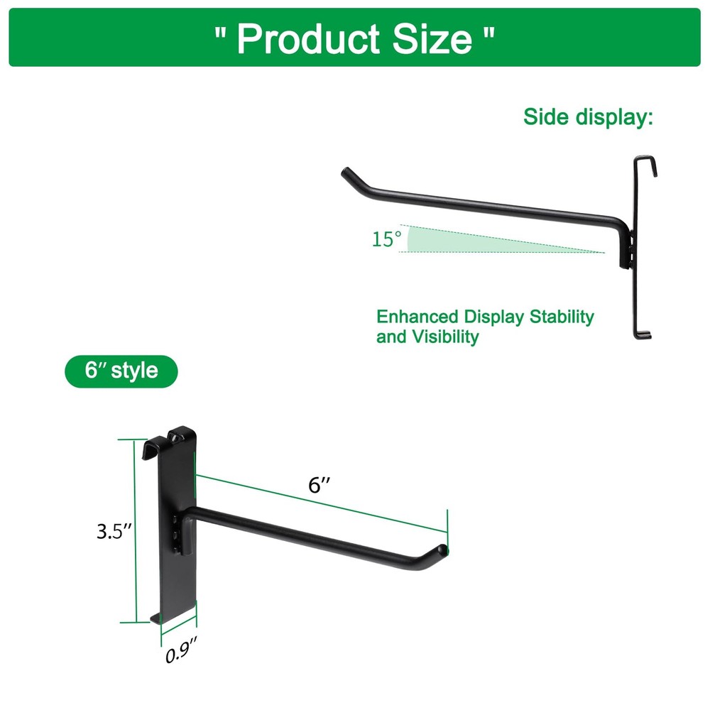 40 PCS Black 6 Inch Gridwall Hooks Panel Hanging Retail Display Storage