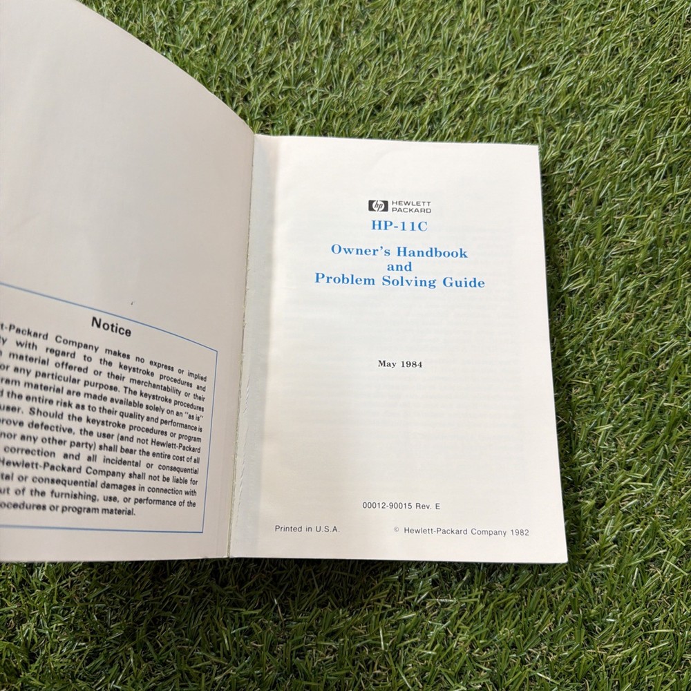 Hewlett Packard HP-11C Owner's Handbook Problem-Solving Guide Manual 05/84