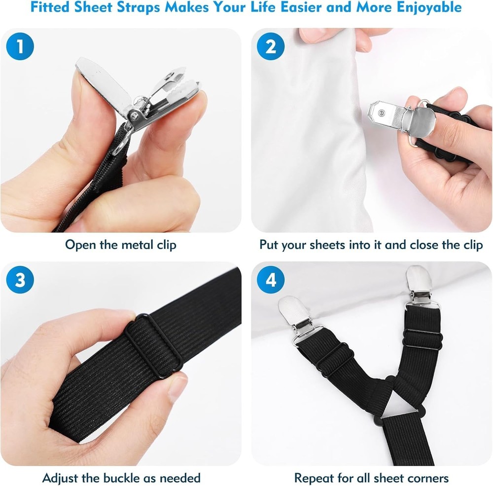 2-Pc Elastic Sheet Clips for Easy Bedding Management – Essential Home Product