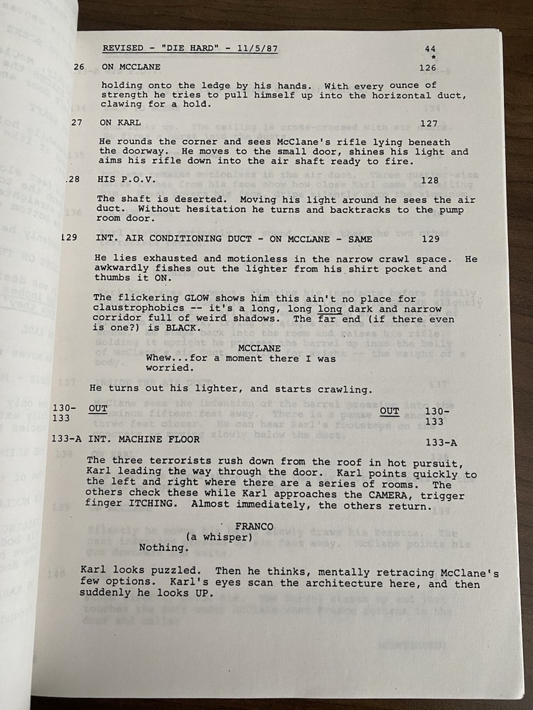 Original DIE HARD Steven E. de Souza’s Personal Draft Script Nov 1987 RARE