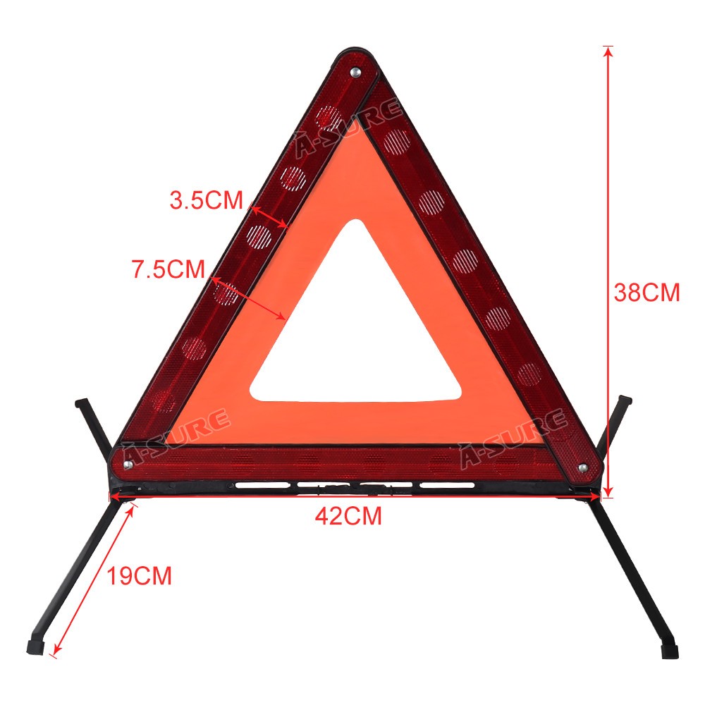 2 Pack Safety Triangle Warning Kit Foldable Reflective Emergency Road Breakdowns