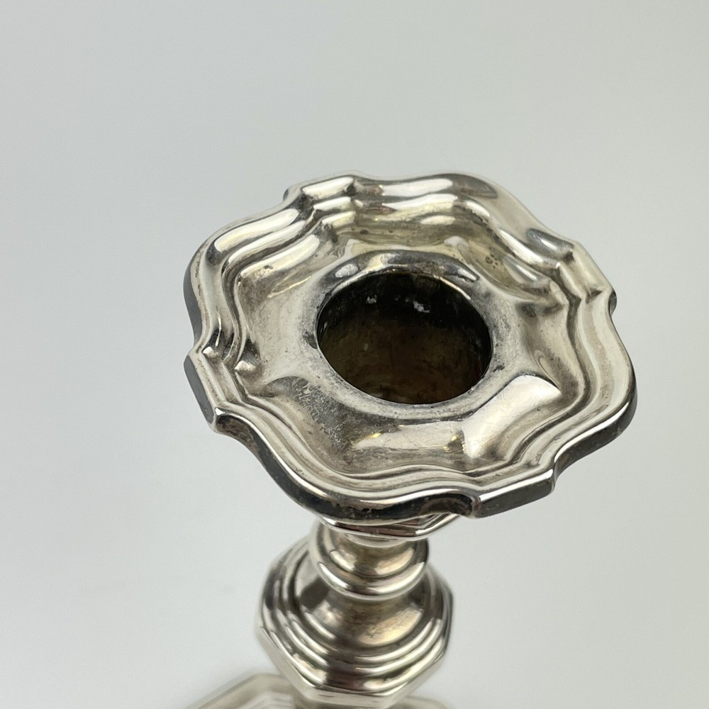 Pair Of Antique Solid Silver Weighted 19cm Candlesticks Alexander Clark 1939