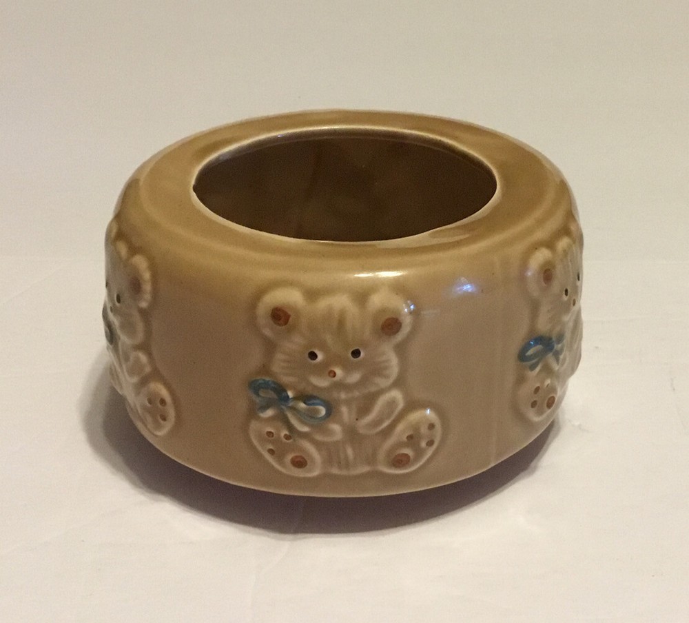 Vintage Dish Planter Brown Bears 4” Diameter Taiwan