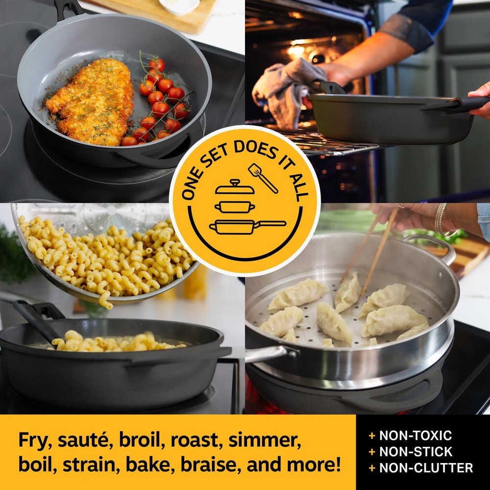 Always Nonstick Ceramic Pan 5quart Everything Pan Large Allinone Set With Domed