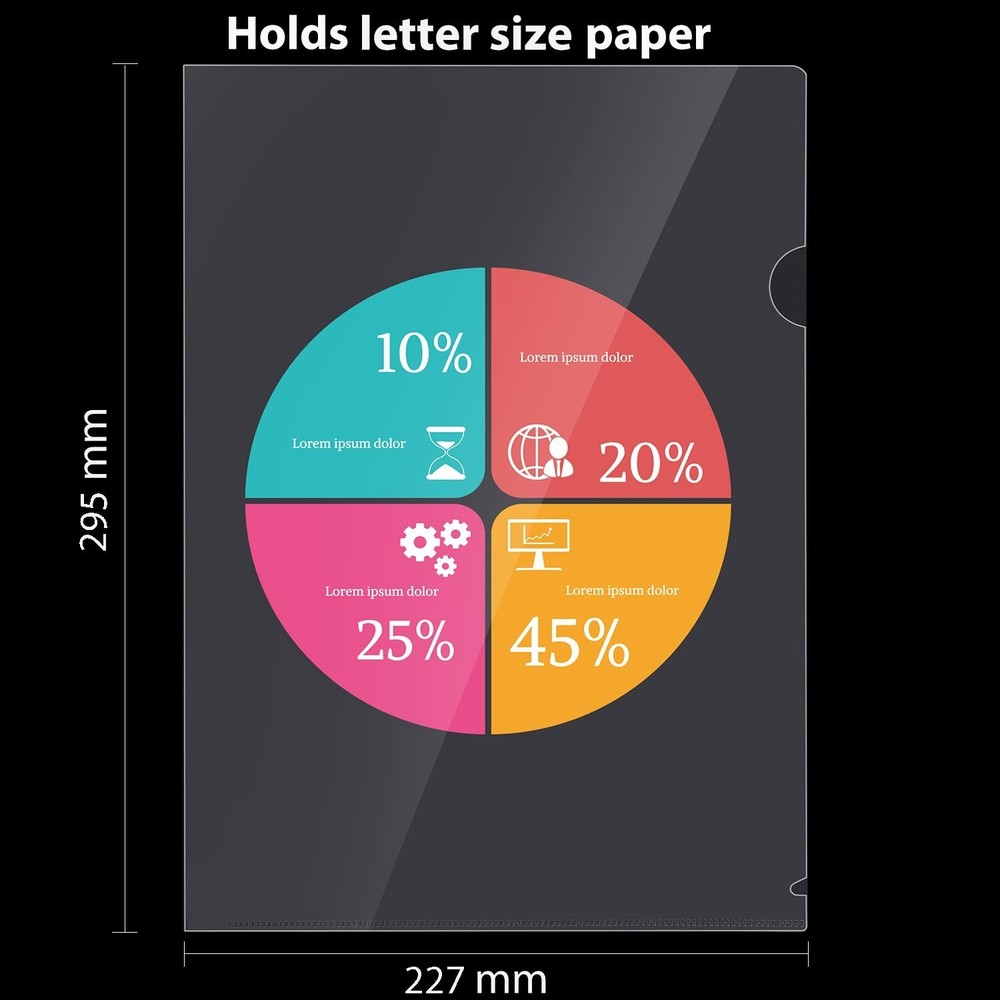 WOT I Plastic Clear Document Folders - 60PCS, L-Type Folders Copy Safe Projec...