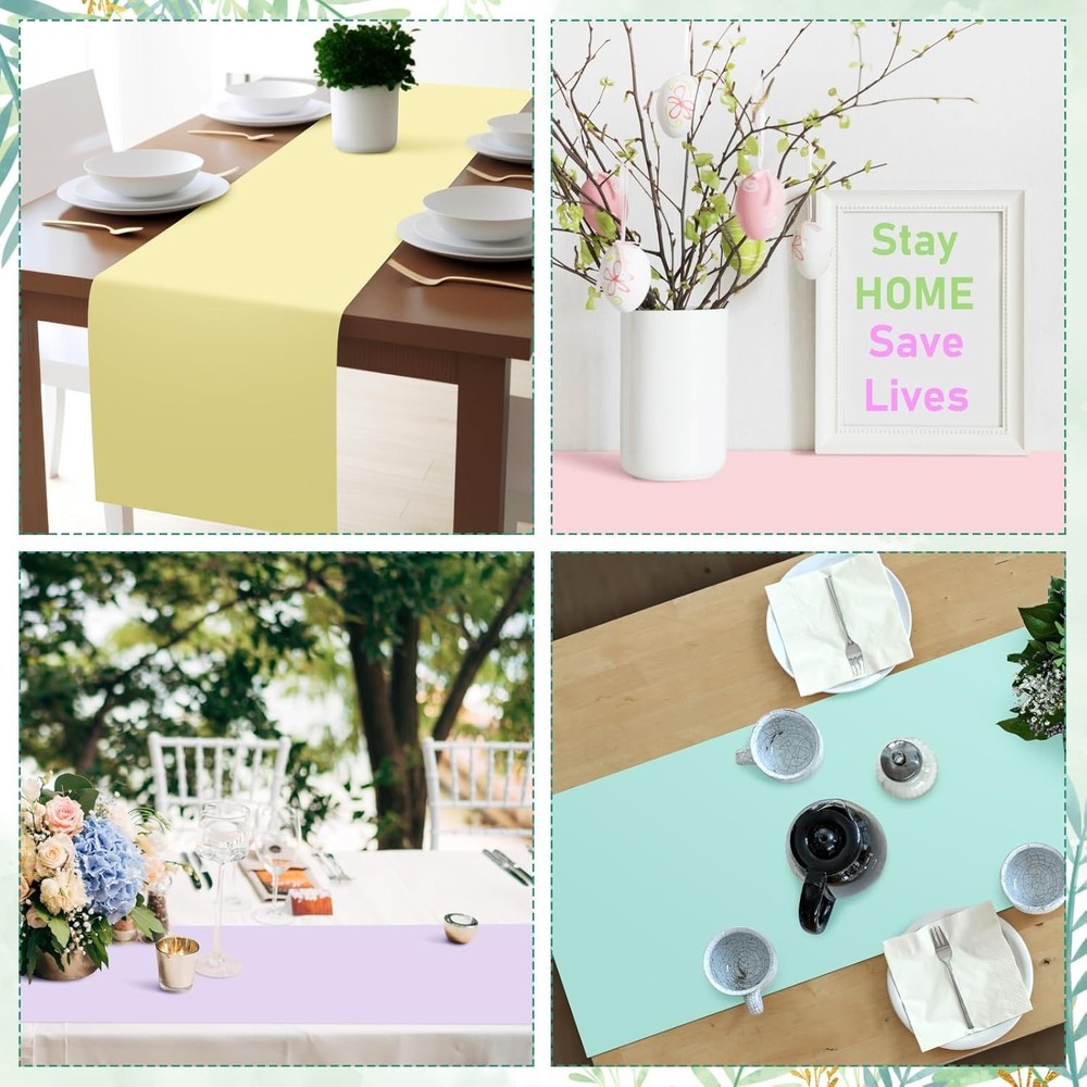 12 Pcs 14 x 108 Inches Easter Spring Pastel Plastic Table Runner Macaron Assorte