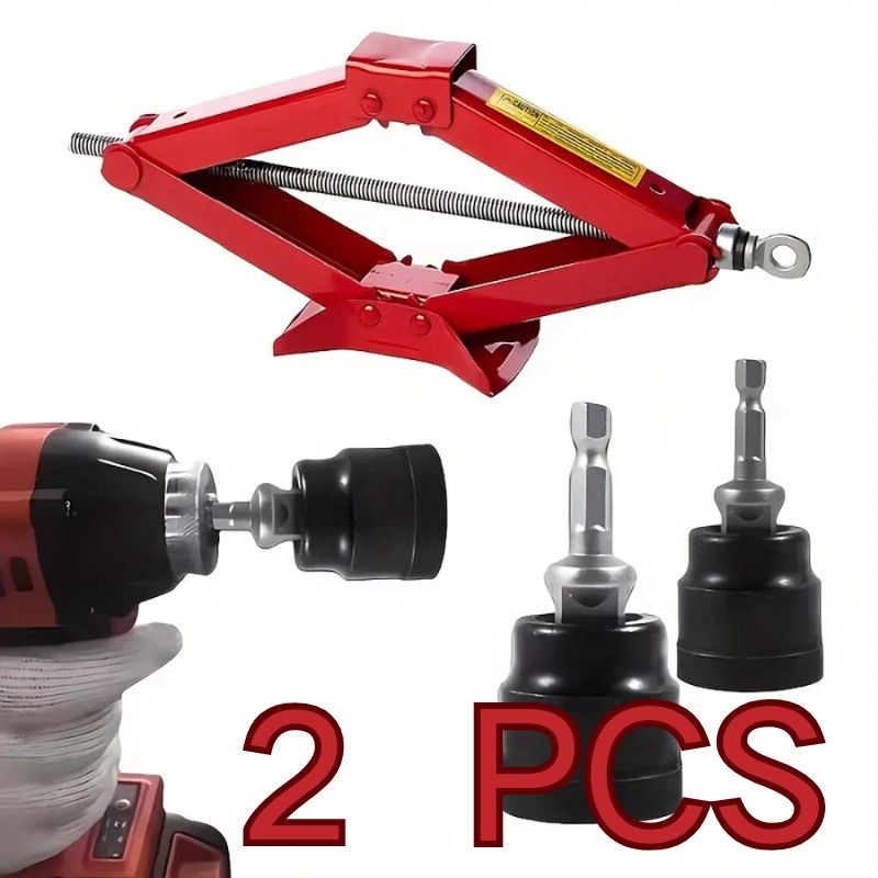 2 pcs Jack Socket Drill Adapter Socket Rustproof Converter For Scissor Car Jack