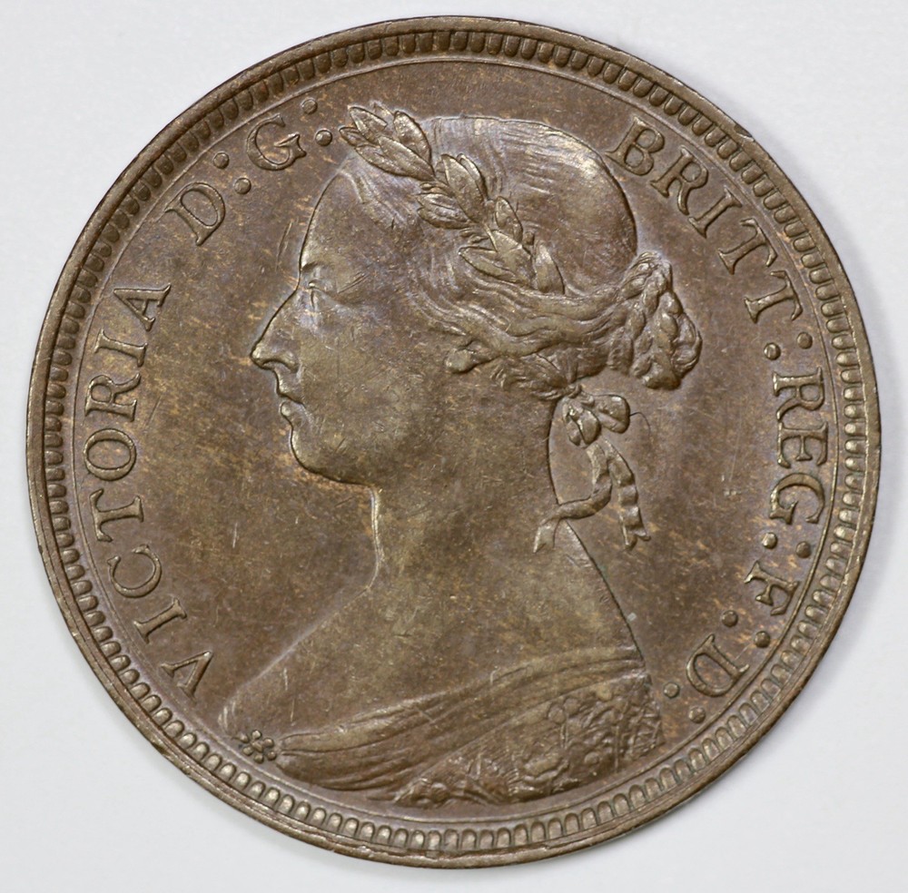 1885 Great Britain Bun Head Half Penny