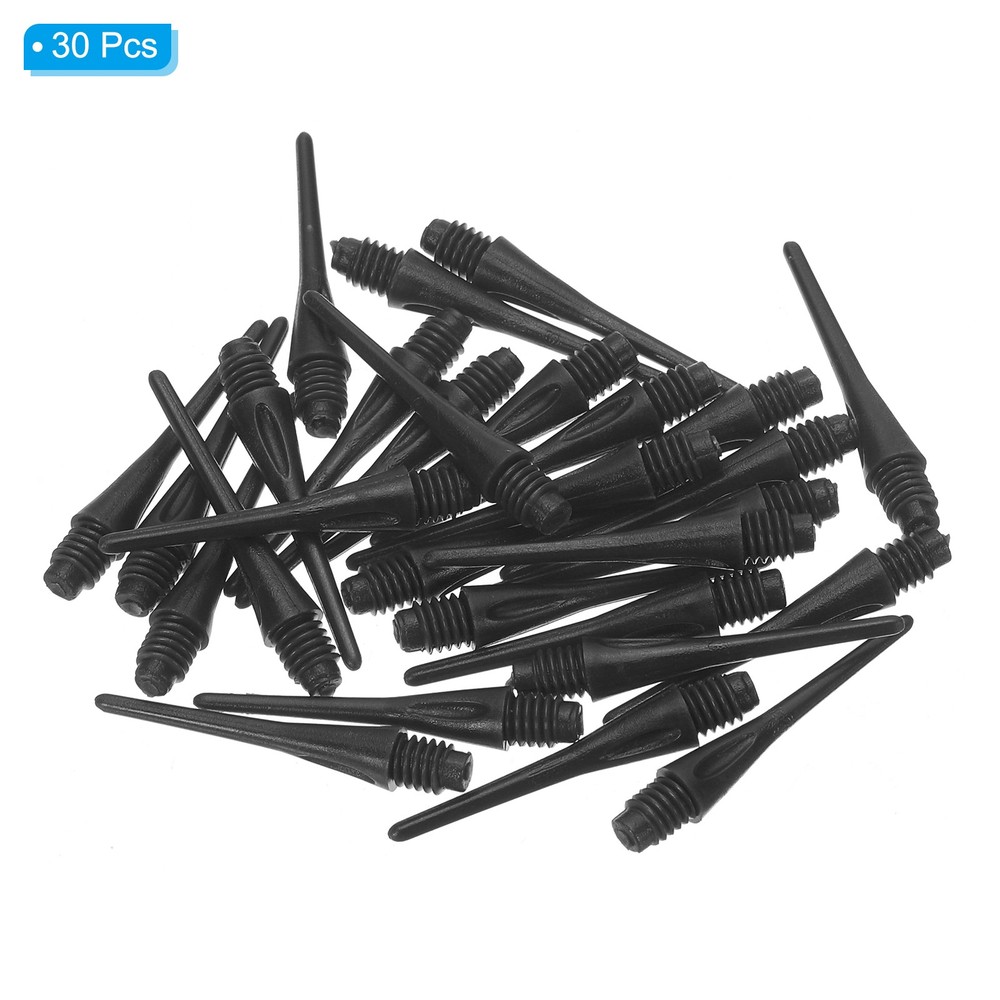 30Pcs 2BA Thread Plastic Soft Tip Dart Points Replacement Accessories, Black