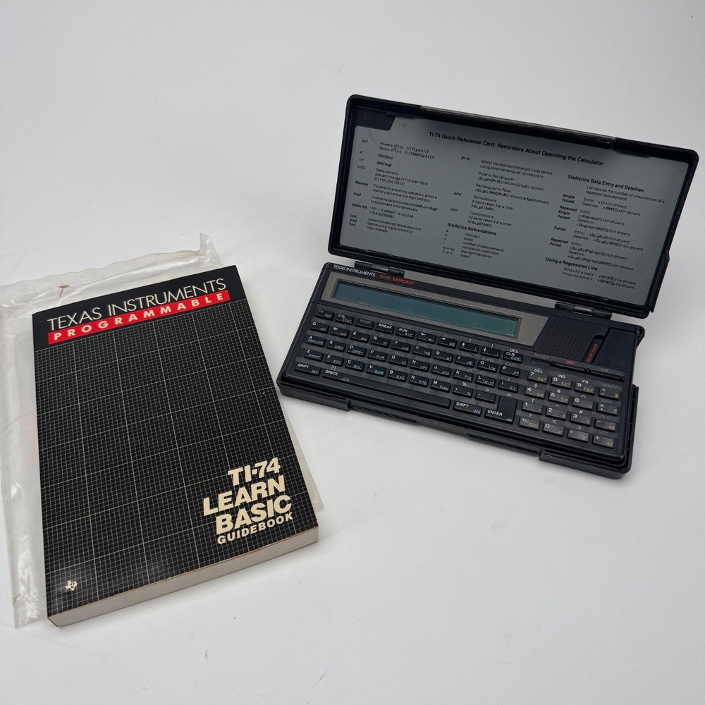 Texas Instruments TI-74 BASICALC Programmable Calculator + Learn BASIC Guidebook