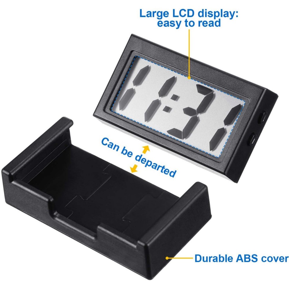 3PC Mini Digital Clock Small Adhesive Stick On For Car Dashboard LCD Display New