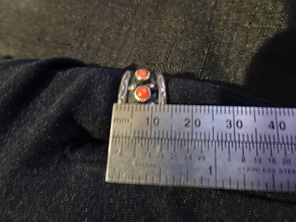 # 758-NATIVE STERLING SILVER 4 STONE RING -SIZE 9---MA OR MR NOT SURE