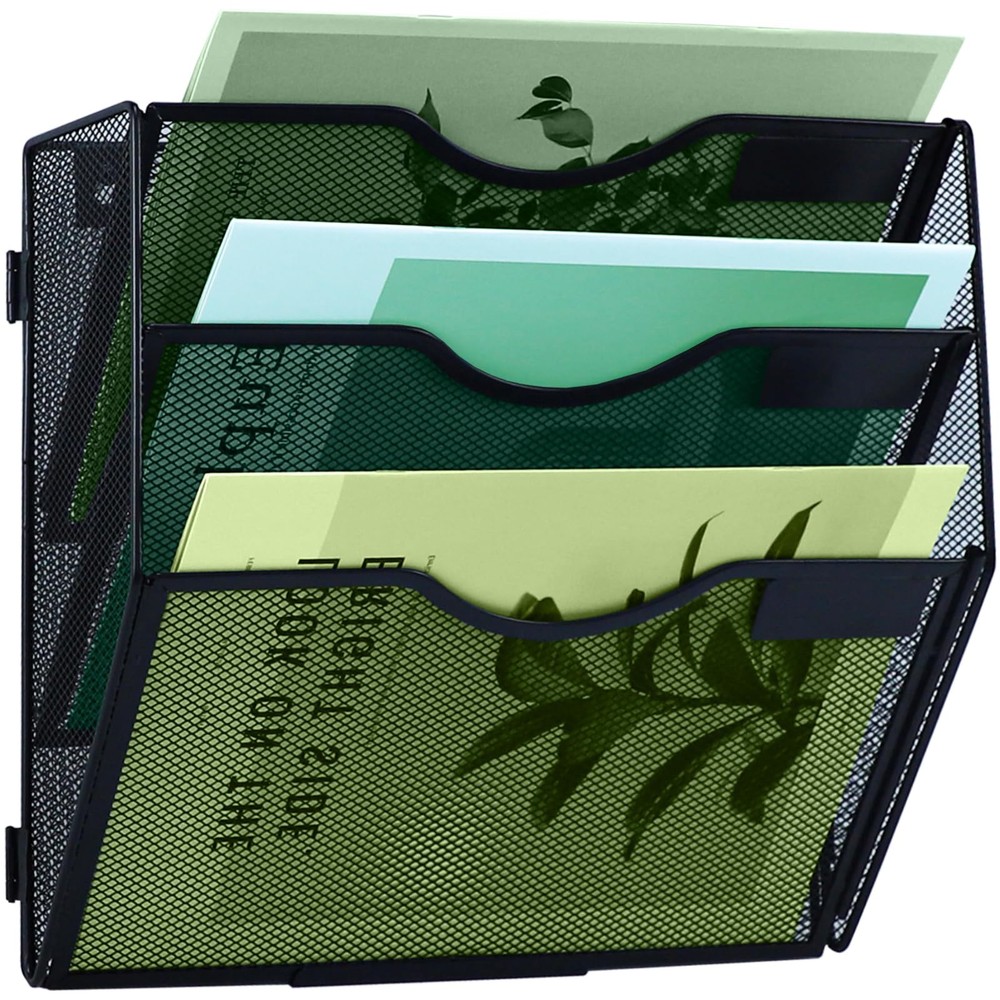 IOUGDSEC 3 Tier Mesh Hanging File Organizer Vertical Wall 3