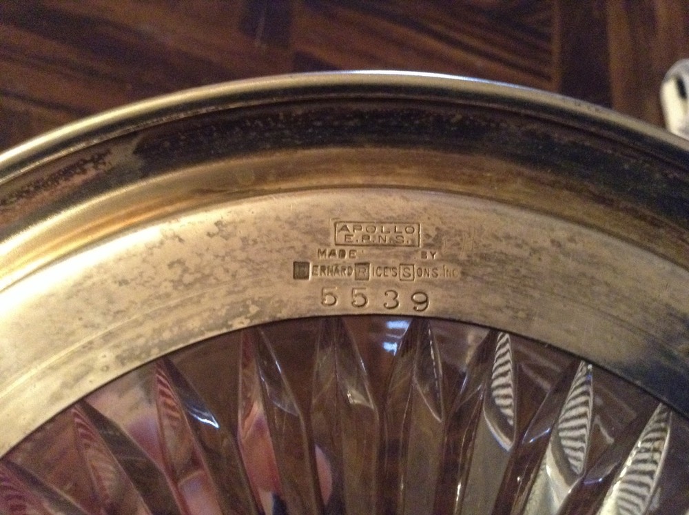 Silver plate and glass dish