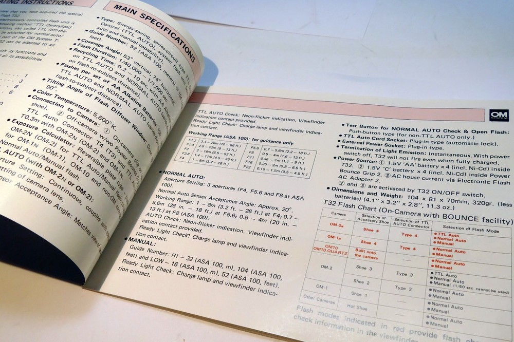Olympus T32 OM system Guide Manual Instructions (EN)