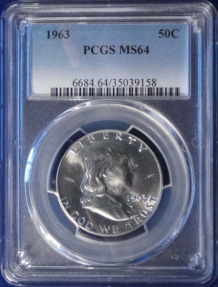 1963-P PCGS Graded MS64 Franklin 90% Silver Half Dollar 50C #3725