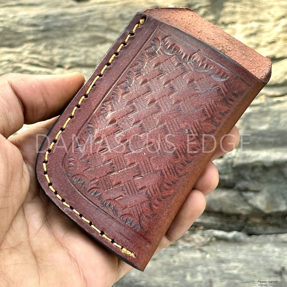 Custom Leather Case for Folding Knife - Pure Cow Hide - Handmade Engraved