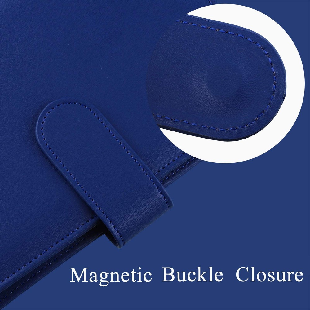 Antner A6 PU Leather Budget Binder - Refillable 6 Ring Notebook A6, Navy Blue