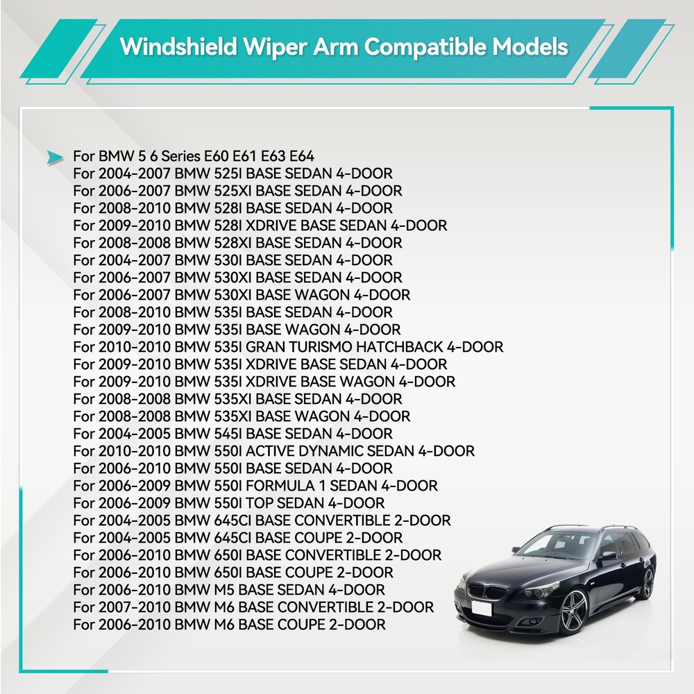 For BMW E60 E61 E63 E64 61617185366 Passenger Right Front Windshield Wiper Arm