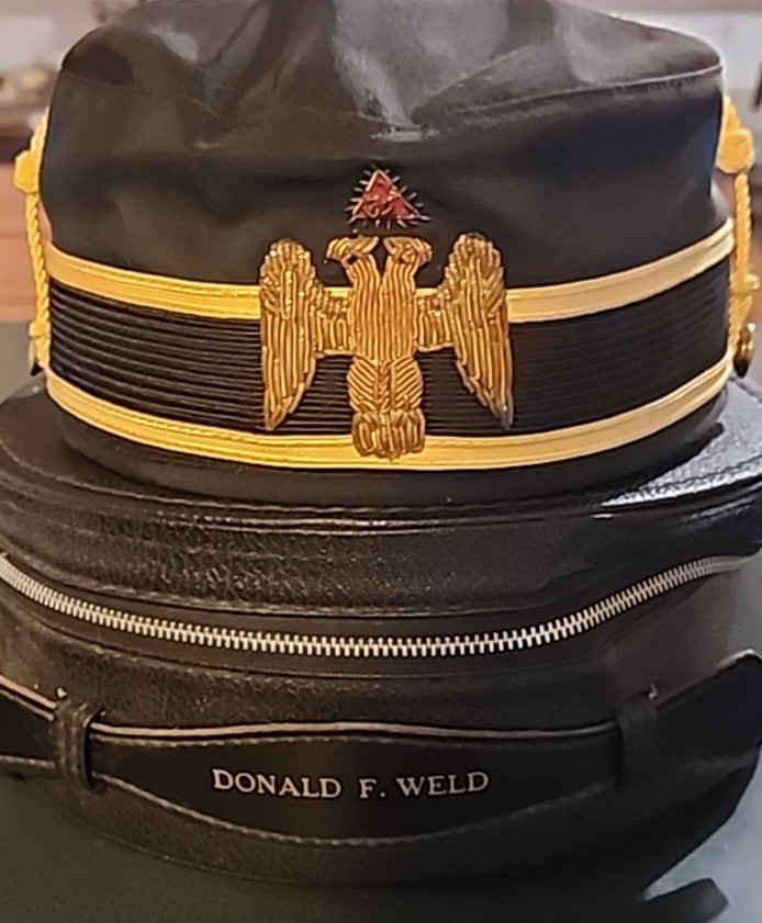 Vintage Masonic Scottish Rite Hat Cap & Box
