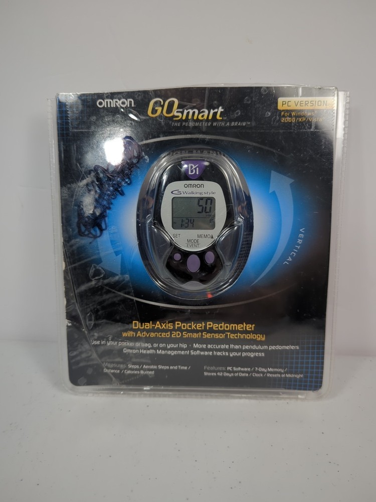 Omron GO smart Dual-Axis Pocket Pedometer w/ Advanced 2D Sensor Tech. PC Version