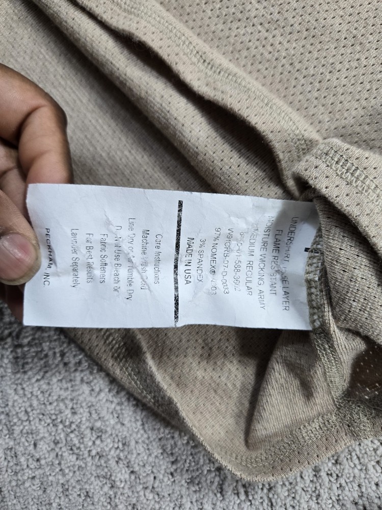 Peckham FREE Undershirt Base Layer Mens Medium Regular Tan Fire Resistant USA