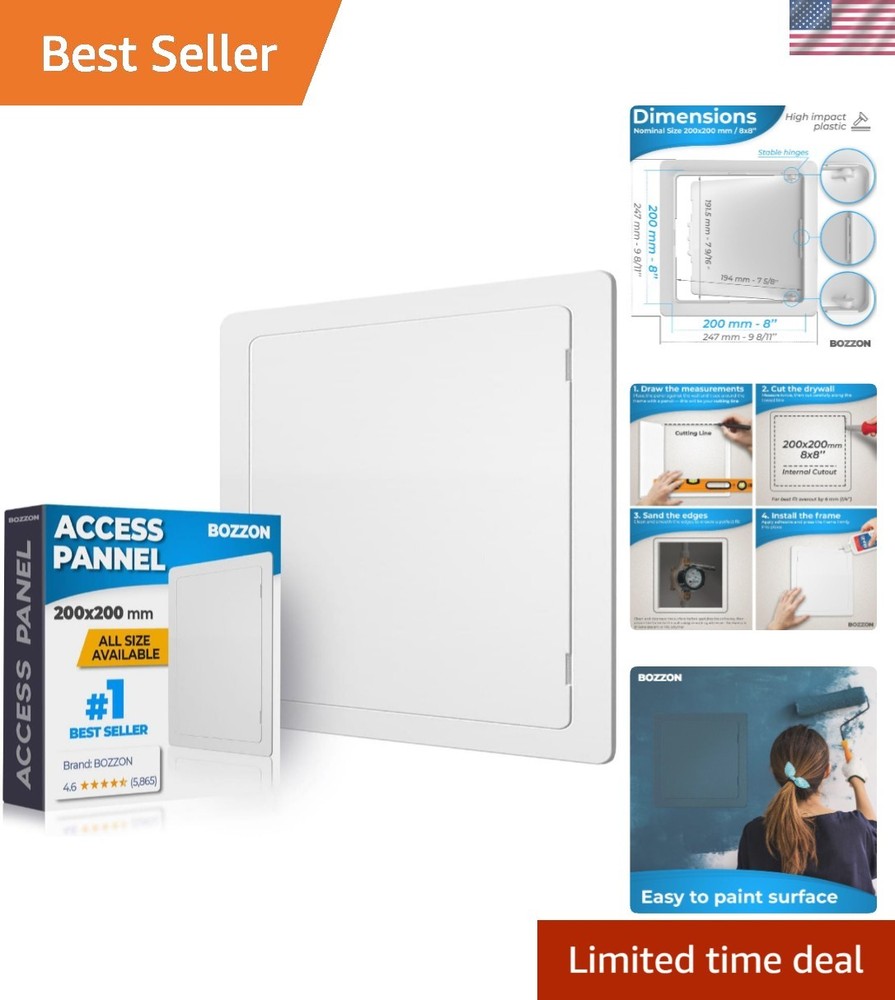 8x8 Inch Durable White Drywall Access Panel - Convenient Wall Cover Solution